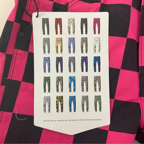 NWT G-Star Raw Women Jeans 5622 3D Mid Waist Boyfriend Pink Chef's Check Print - Picture 6 of 10